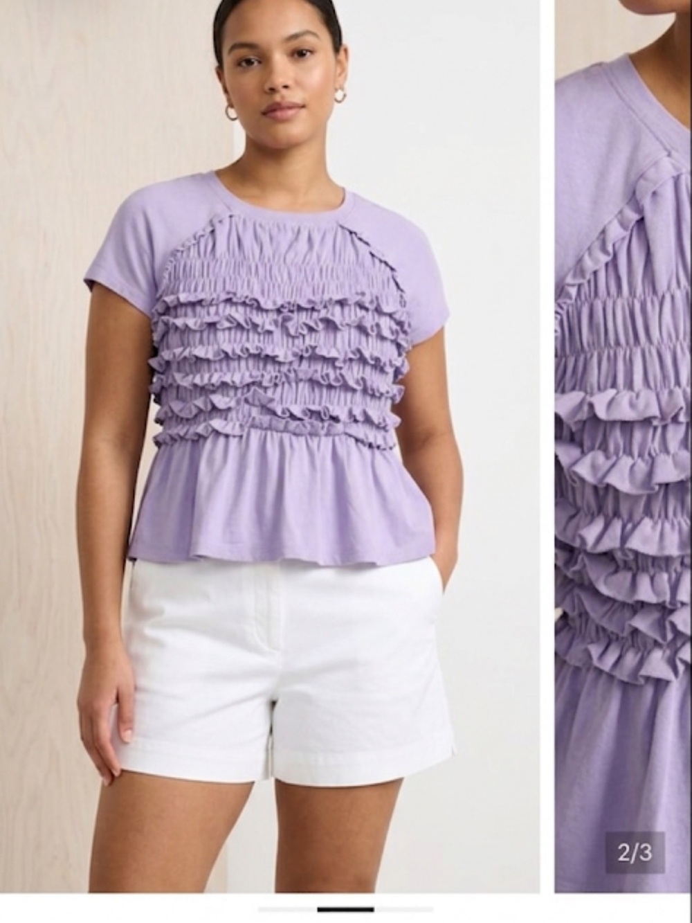 Maeve Lavender Ruffled Short-Sleeve Dress med